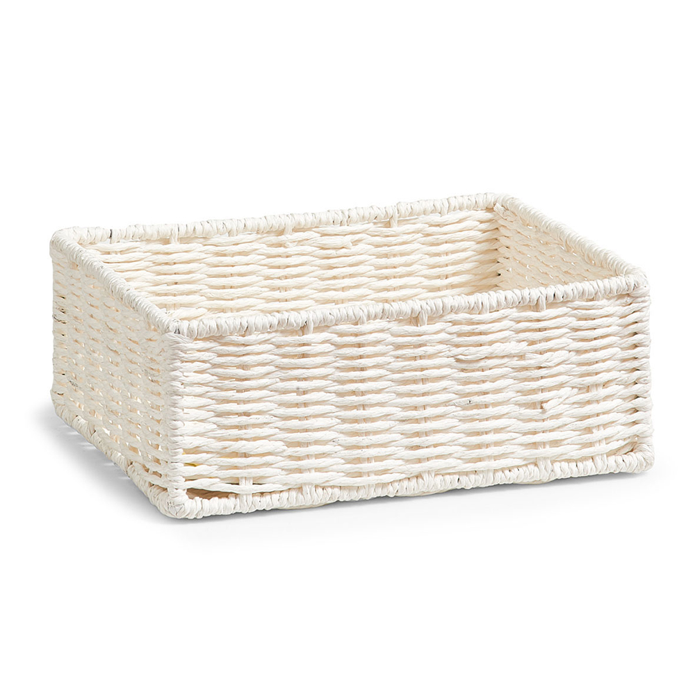 zeller-paper-mesh-rectangle-storage-basket-set-of-2-pieces-white