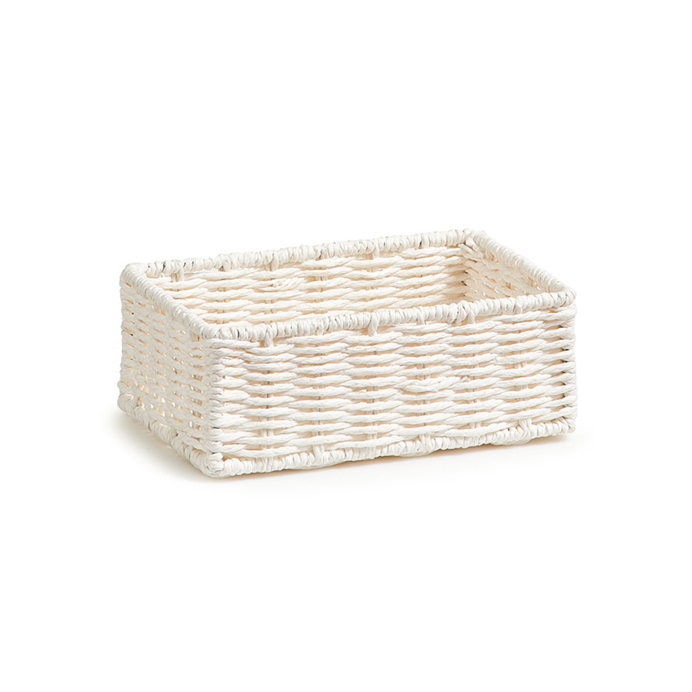 zeller-paper-mesh-rectangle-storage-basket-set-of-2-pieces-white