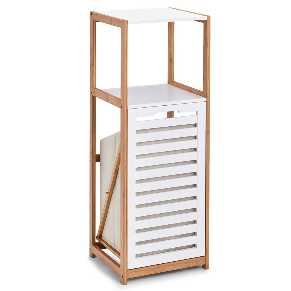 zeller-bamboo-laundry-bin-with-storage-rack-white