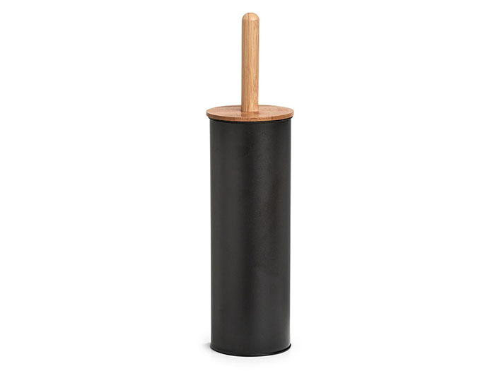zeller-black-metal-and-bamboo-toilet-brush-with-holder