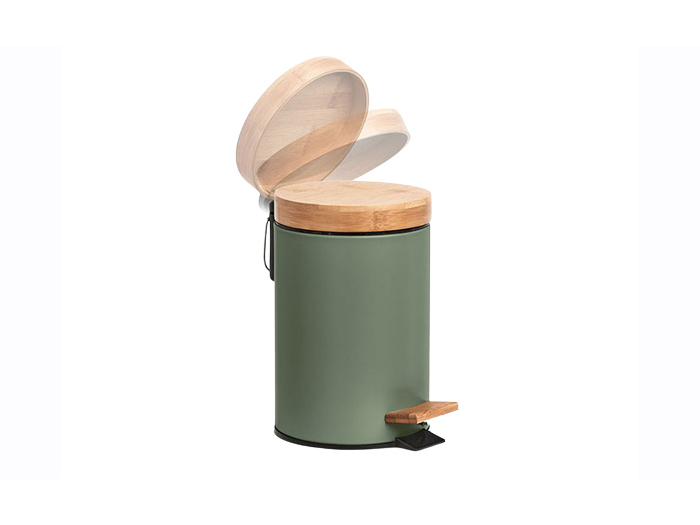 zeller-sage-green-metal-and-bamboo-cosmetic-waste-bin-with-soft-closing-3l