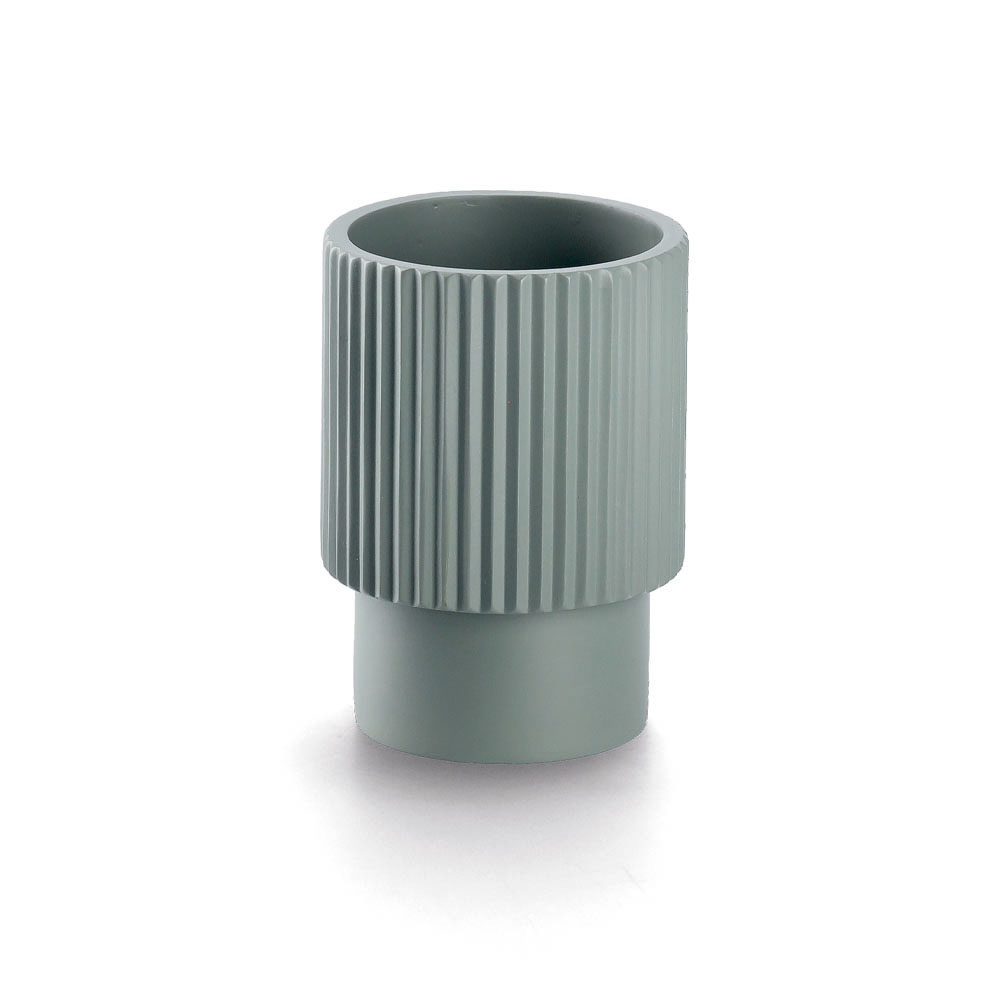 zeller-stripes-polyresin-bathroom-tumbler-sage-green