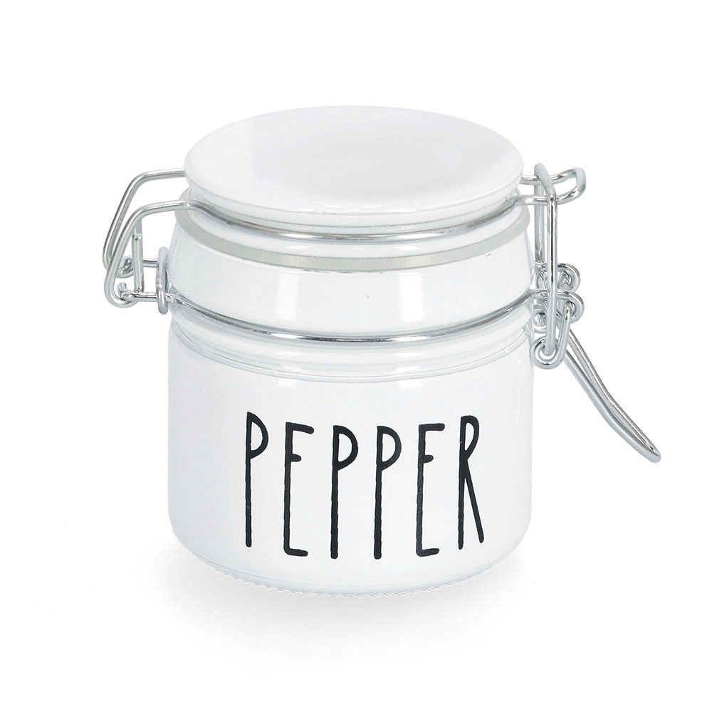 zeller-pepper-glass-storage-jar-with-clip-closure-white-100ml