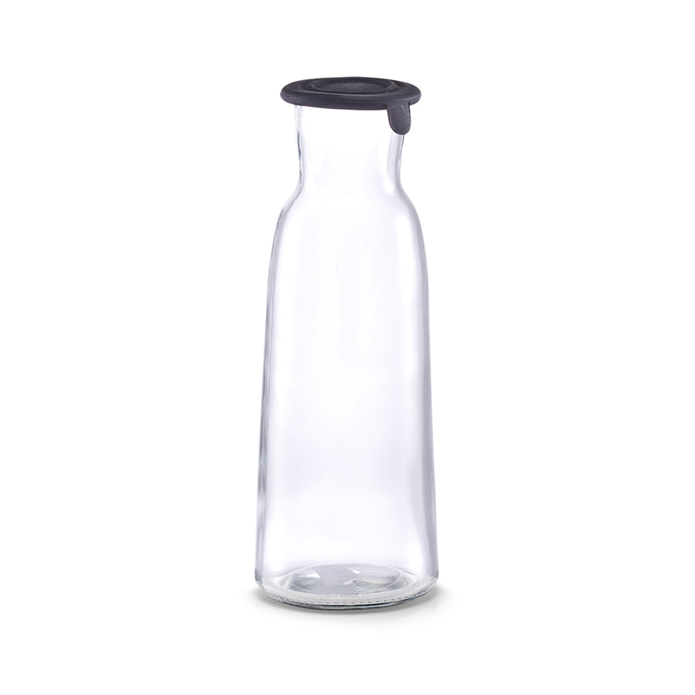 zeller-glass-carafe-with-silicone-lid-black-1l