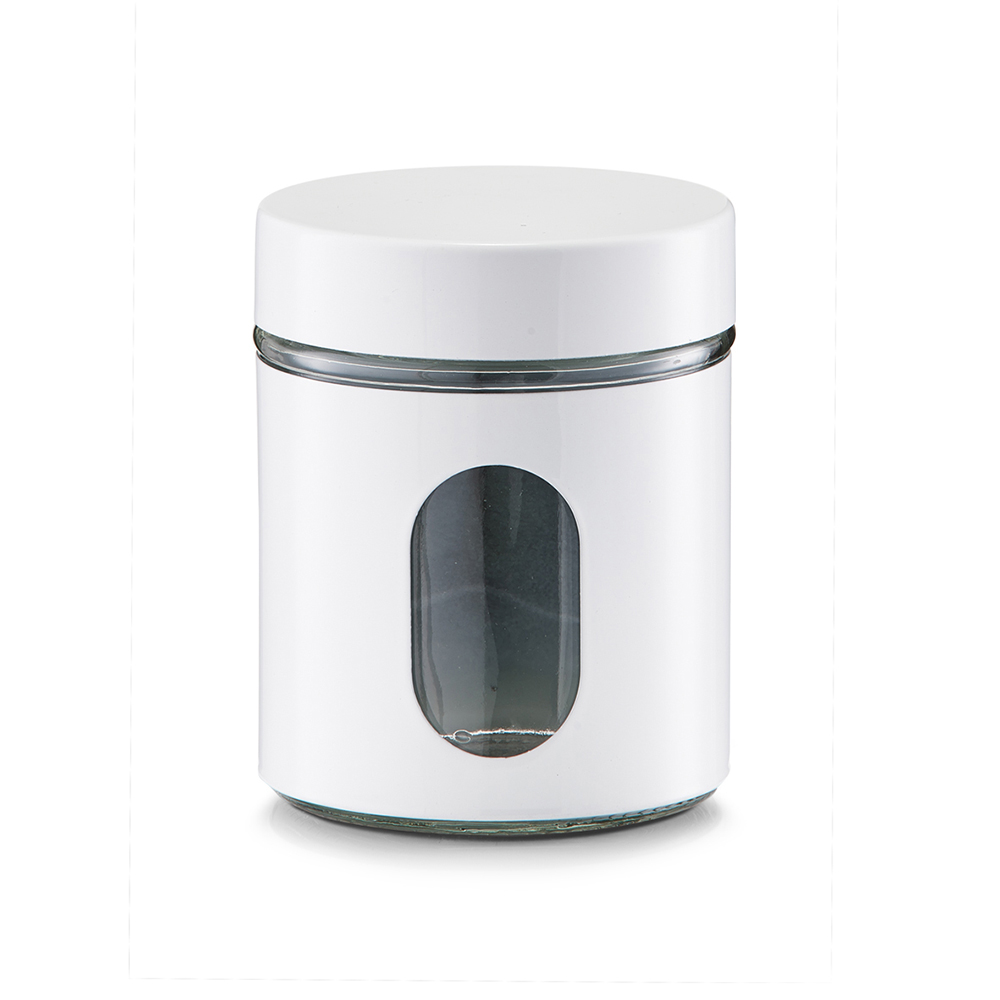 zeller-glass-metal-storage-jar-white-600ml