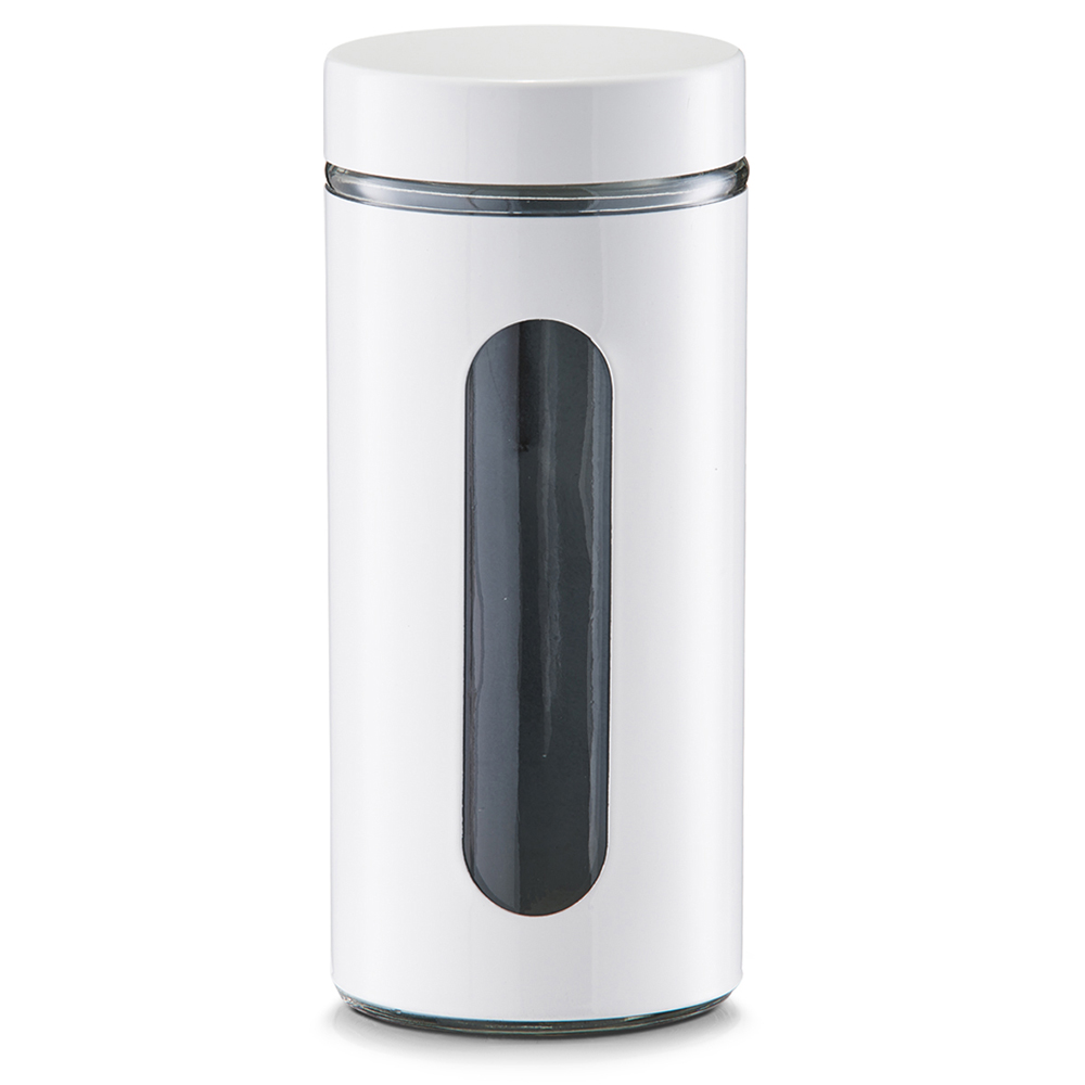 zeller-glass-metal-storage-jar-white-1-2l