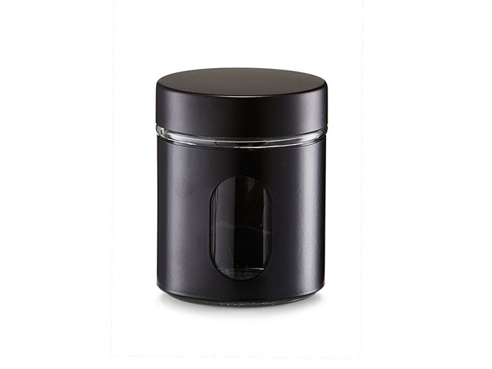 zeller-metal-and-glass-storage-jar-with-window-in-black-600-ml