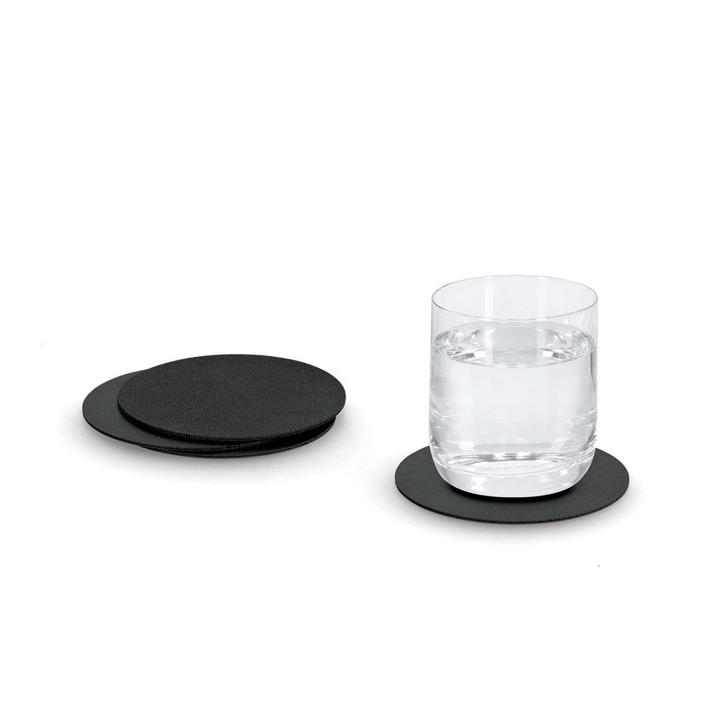 zeller-artificial-leather-coaster-black-set-of-4-pieces