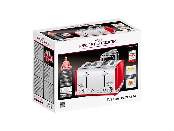 proficook-vintage-look-4-slice-toaster-red-1630w