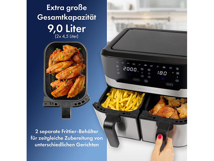proficook-double-hot-air-fryer-with-touch-screen-9l-2400w