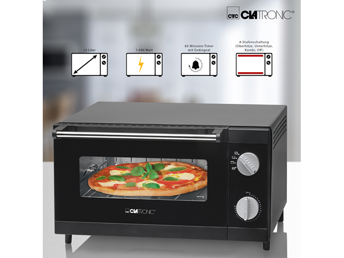 clatronic-multi-table-top-pizza-oven-black-1000w