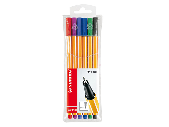 stabilo-point-88-fineliners-assorted-ink-pack-of-6-