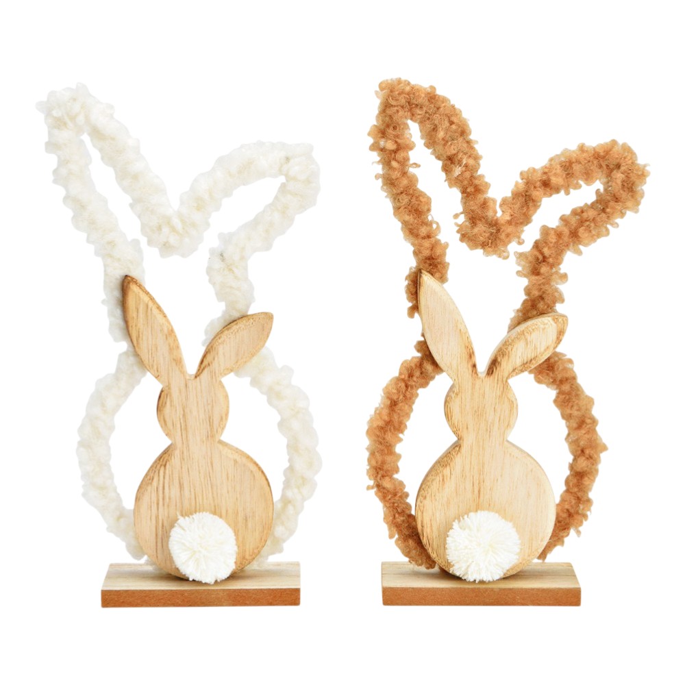 easter-rabbit-display-stand-wood-synthetic-fiber-whitebrown-2-assorted