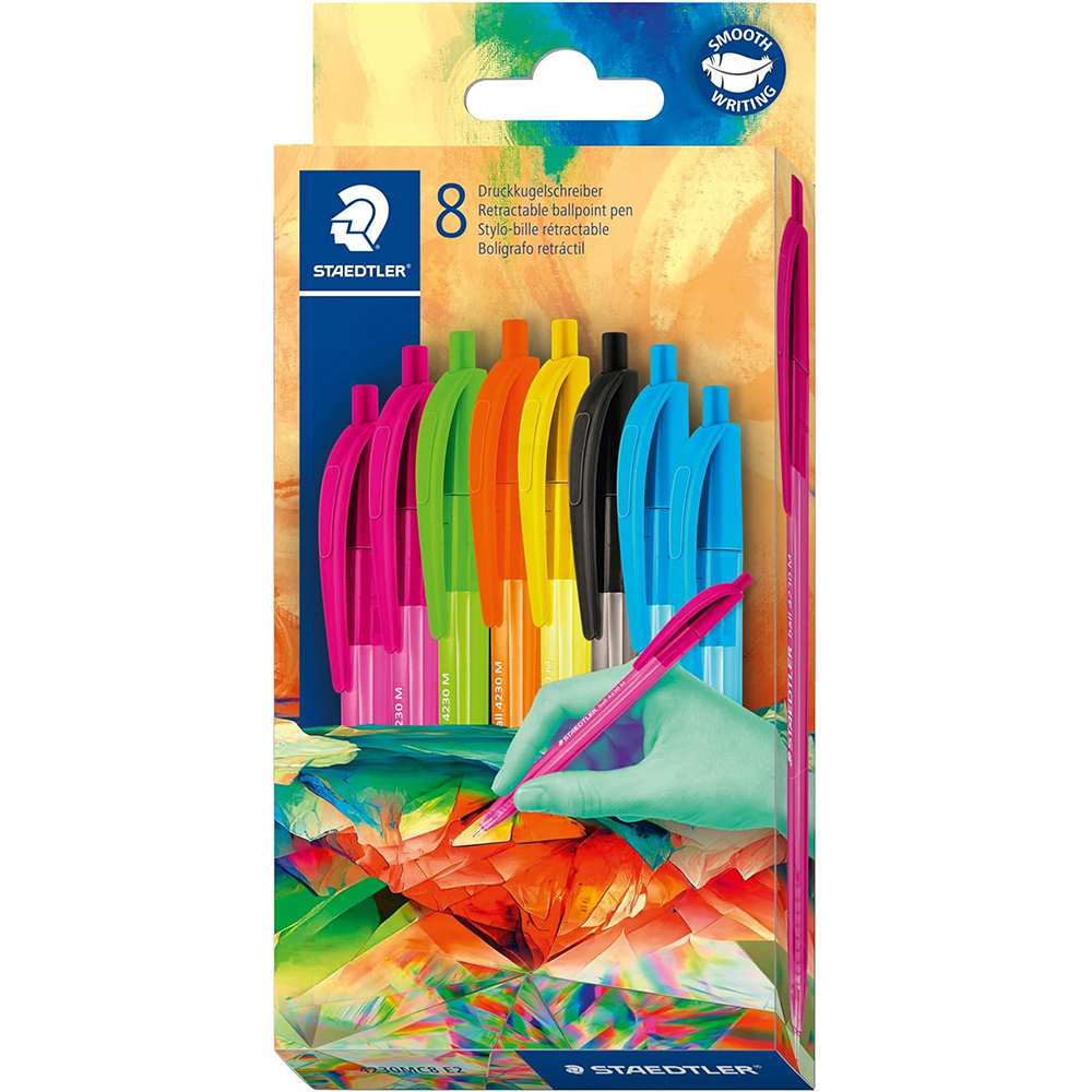 staedtler-retractable-ball-point-pen-multicolour-pack-of-8-pieces