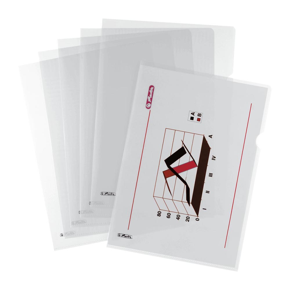 herltiz-a4-l-shaped-document-folder-clear-set-of-100-pieces