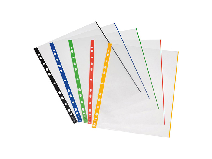 herlitz-transparent-a4-plastic-pouches-with-punch-holes-and-coloured-border-set-of-50-pieces