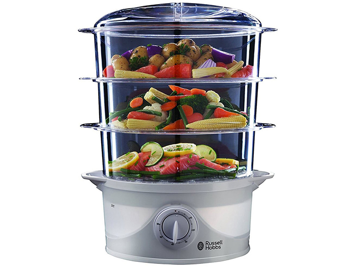 russell-hobbs-3-tier-white-food-steamer-9l