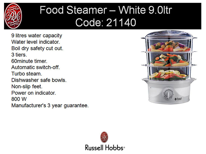 russell-hobbs-3-tier-white-food-steamer-9l