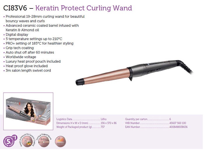 Remington ci83v6 keratin protect curling wand clearance