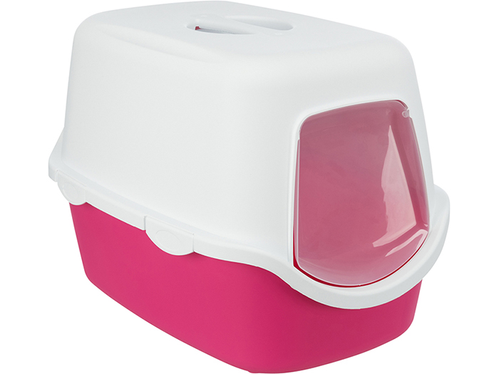 trixie-vico-cat-litter-tray-with-hood-in-white-and-pink-40cm-x-40cm-x-56cm