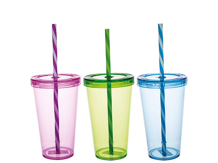 summer-plain-plastic-drinking-cup-with-straw-660ml-3-assorted-colours