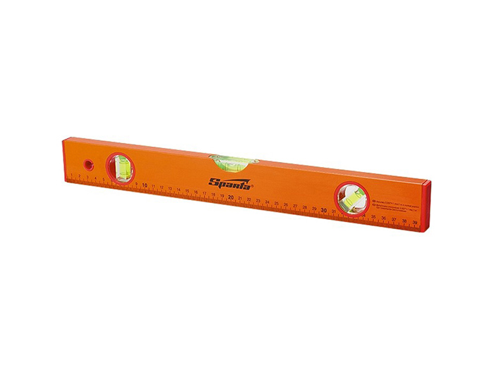 sparta-aluminium-spirit-level-with-3-vials-and-ruler-in-yellow-1200-mm