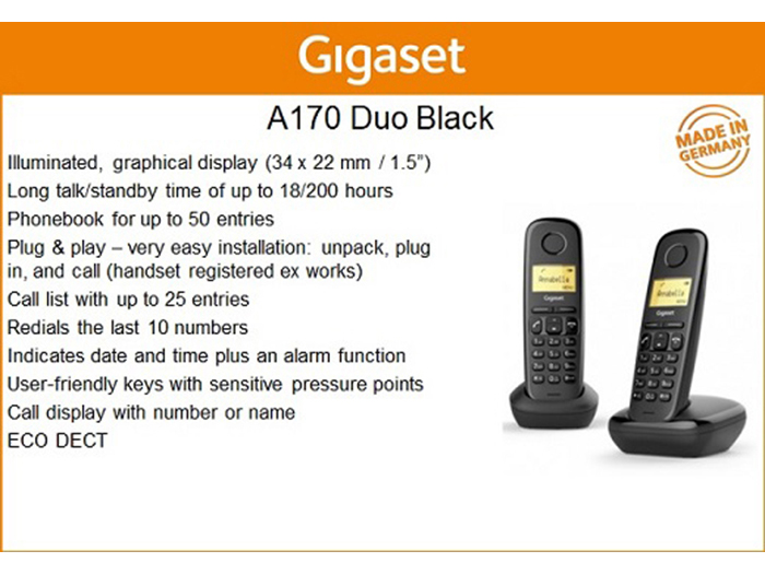gigaset-a170-duo-cordless-phone-set-of-2-in-black