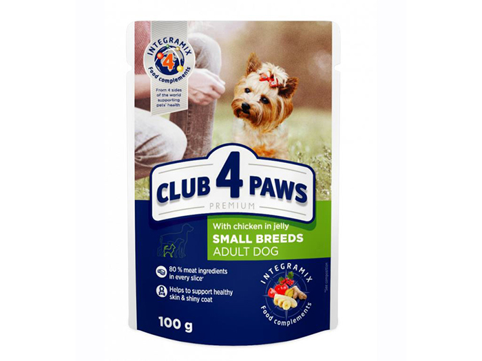 club-4-paws-with-chicken-in-jelly-pouches-for-adult-dogs-100g