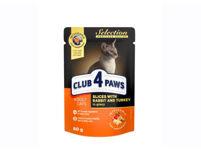 club-4-paws-slices-with-rabbit-and-turkey-in-gravy-pouches-for-adult-cats-80g