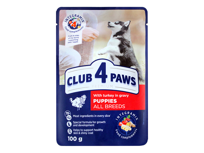 club-4-paws-with-turkey-in-sauce-pouches-for-puppies-100g