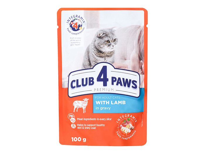 club-4-paws-with-lamb-in-gravy-pouches-for-adult-cats-100g