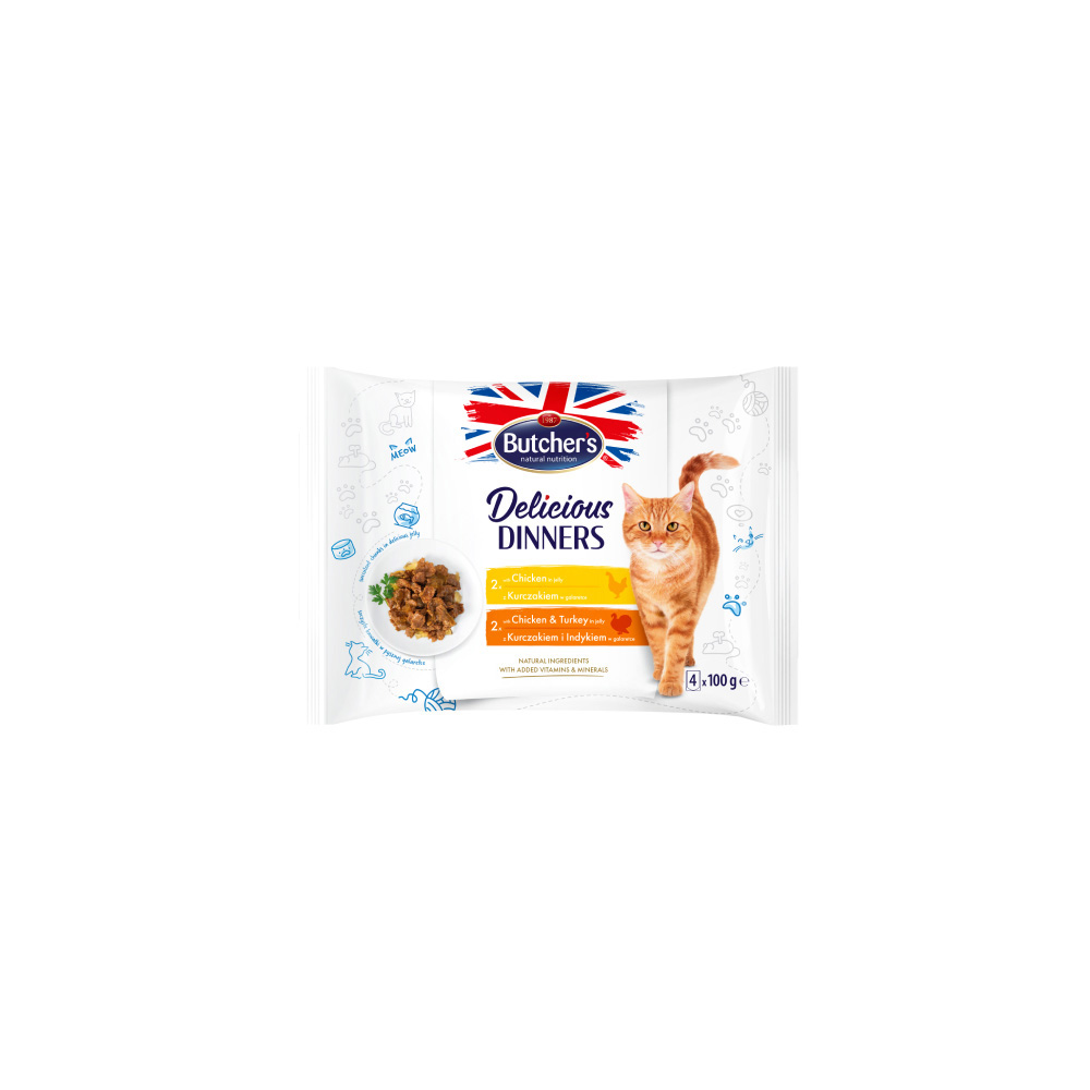 butcher-s-delicious-dinner-wet-cat-food-pouches-chicken-with-jelly-chicken-turkey-4x-100g