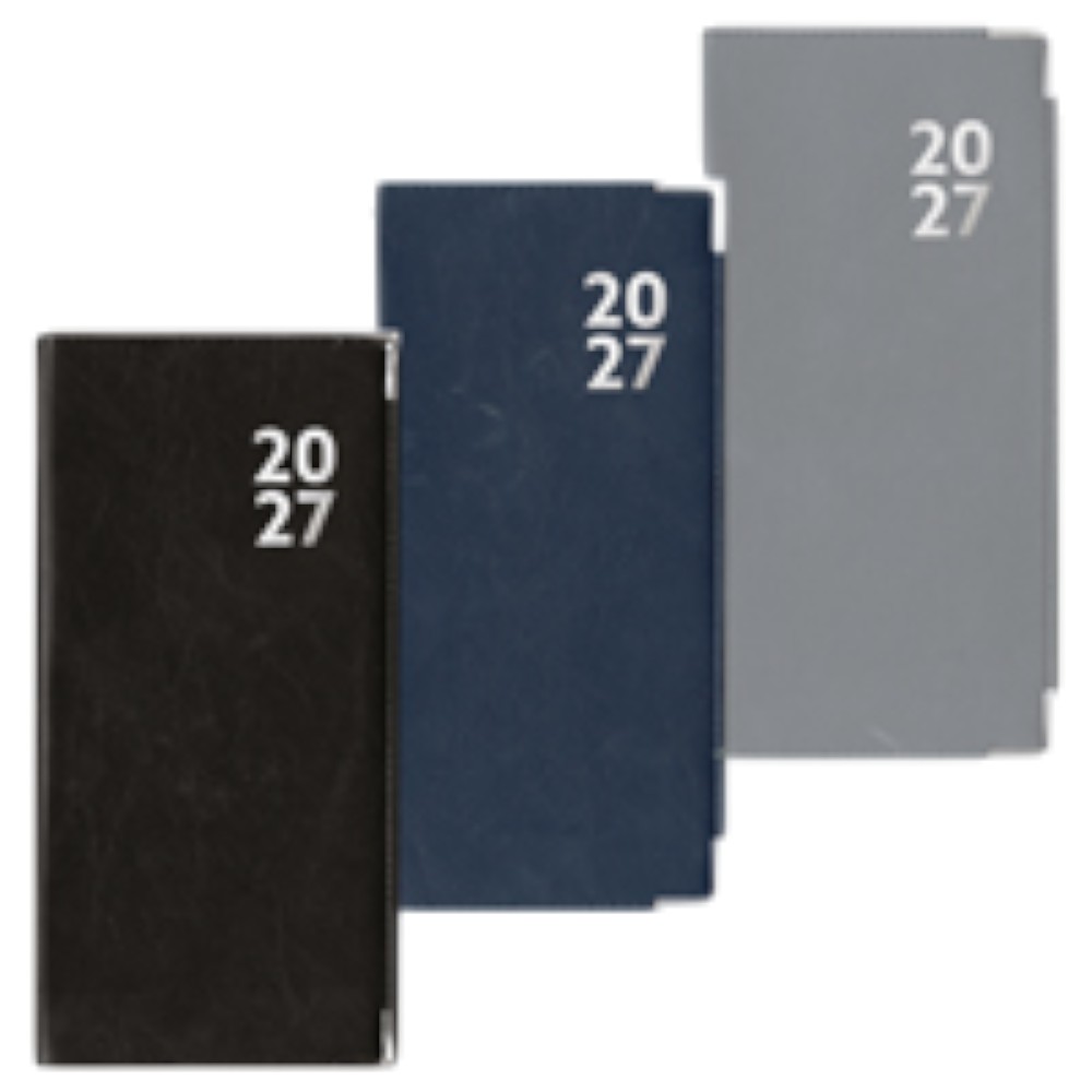 2027-slim-pocket-week-to-view-diary-assorted-black-blue-grey-colours