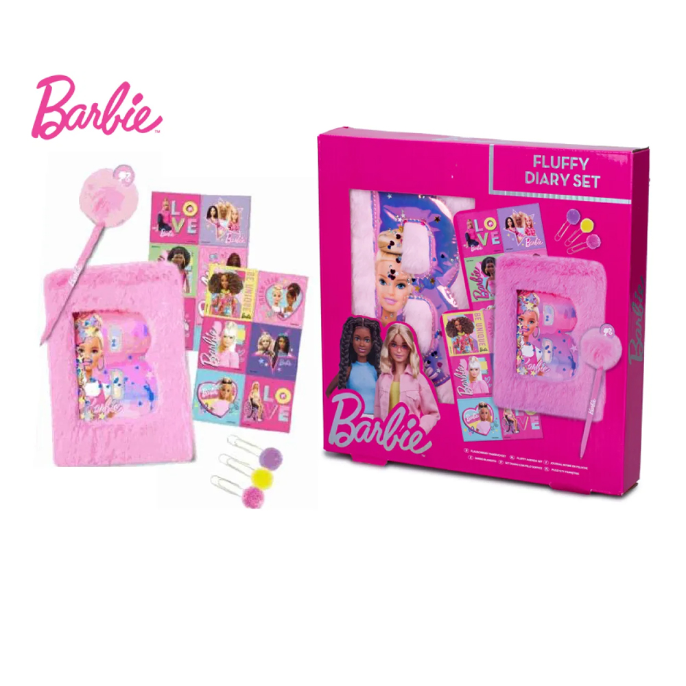 barbie-fluffy-diary-stationery-set