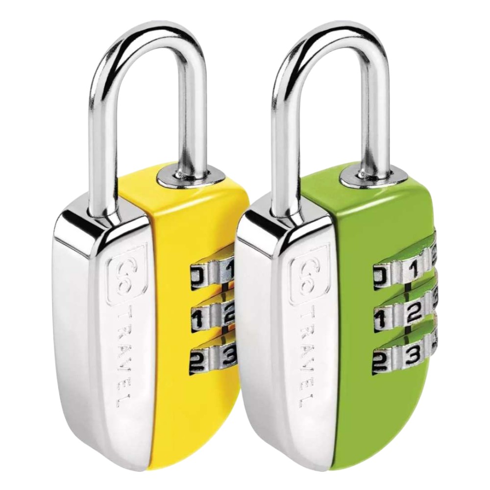 go-travel-mini-combination-padlocks-twin-pack-yellow-green