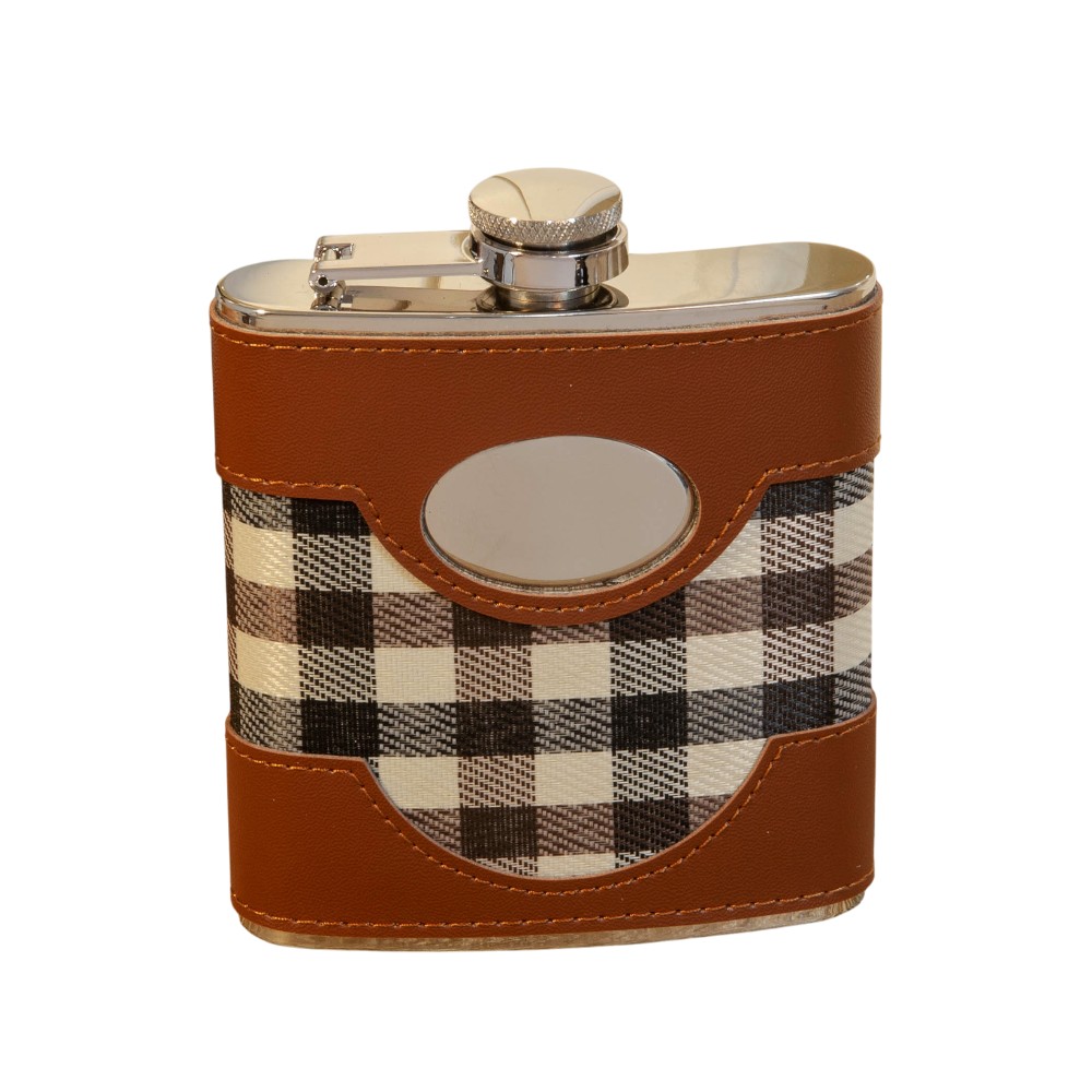 chequered-6oz-engravable-flask