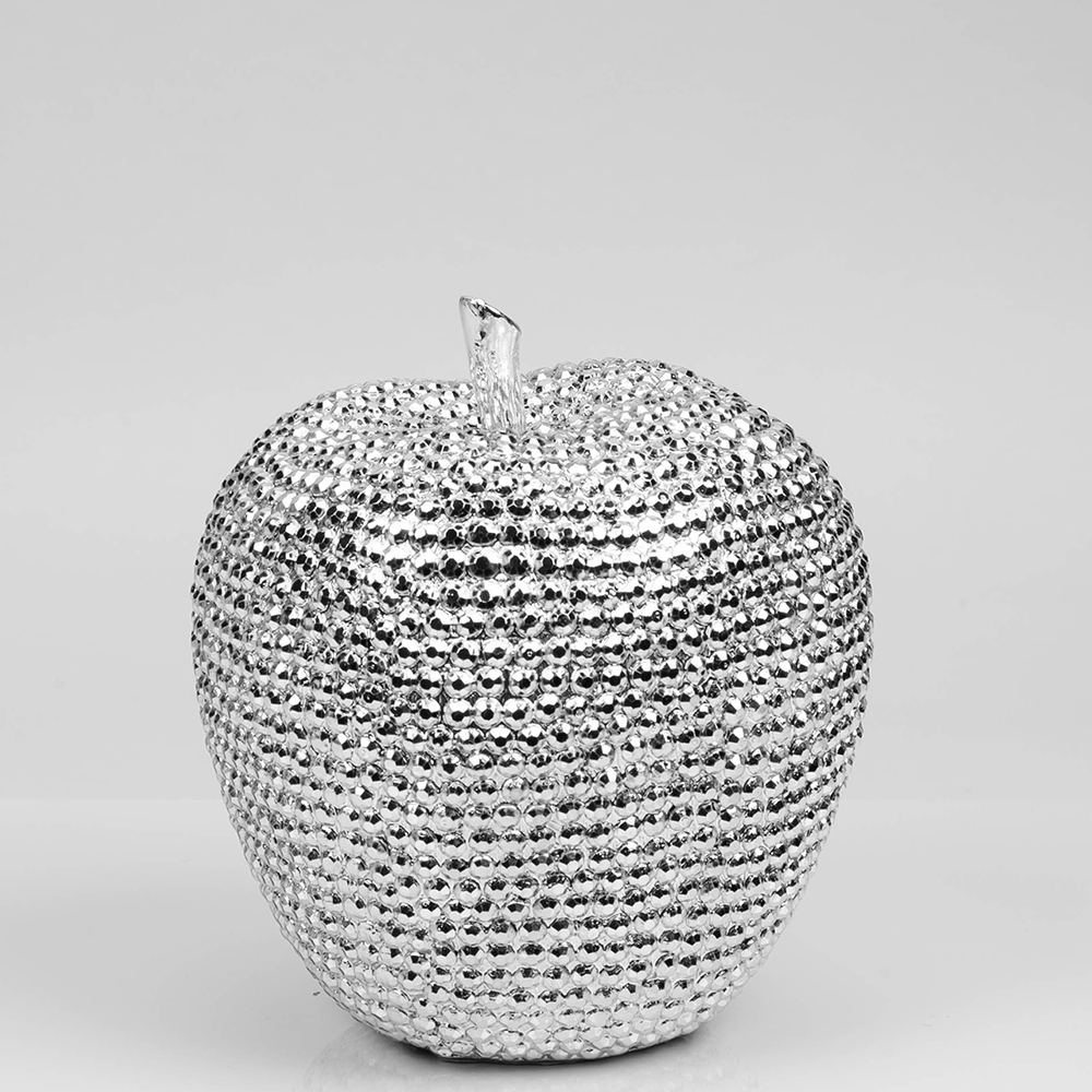 diamante-polyresin-apple-figurine-silver