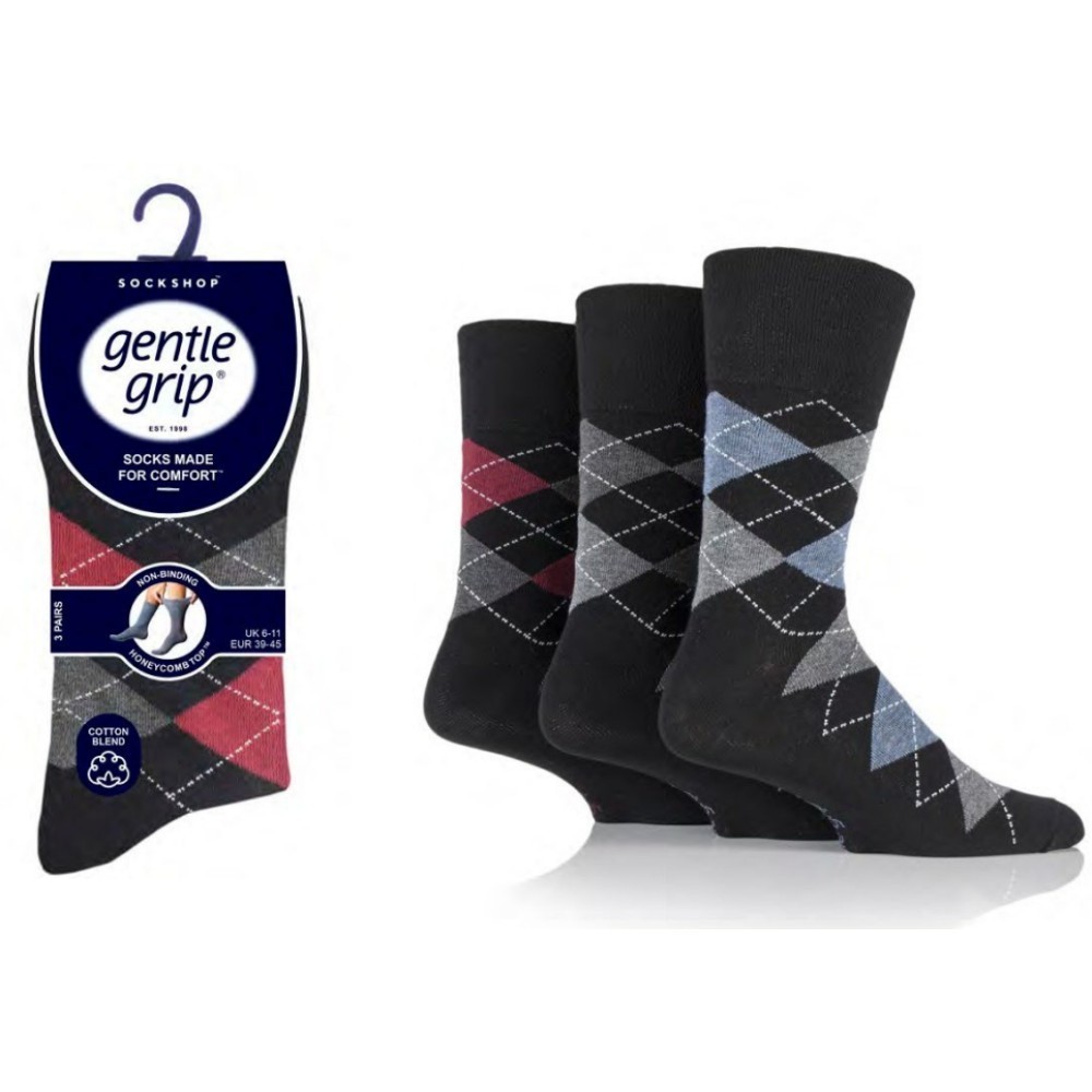 gentle-grip-men’s-ankle-socks-metro-argyle-black-3-pairs-39-45