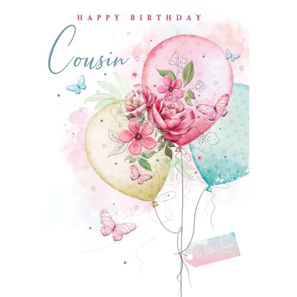 cousin-birthday-card-floral-balloons-butterflies-design
