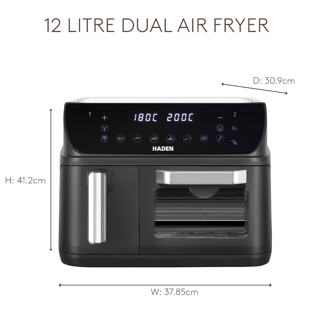 haden-dual-drawer-air-fryer-d-12-l-black
