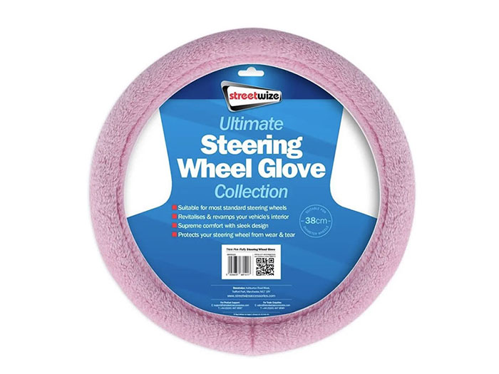streetwize-think-pink-fluffy-steering-wheel-glove-pink-38cm