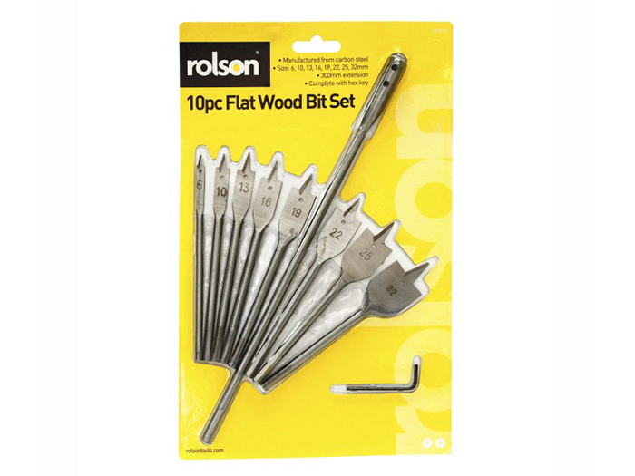 rolson-10-pieces-flat-wood-drill-bit-set