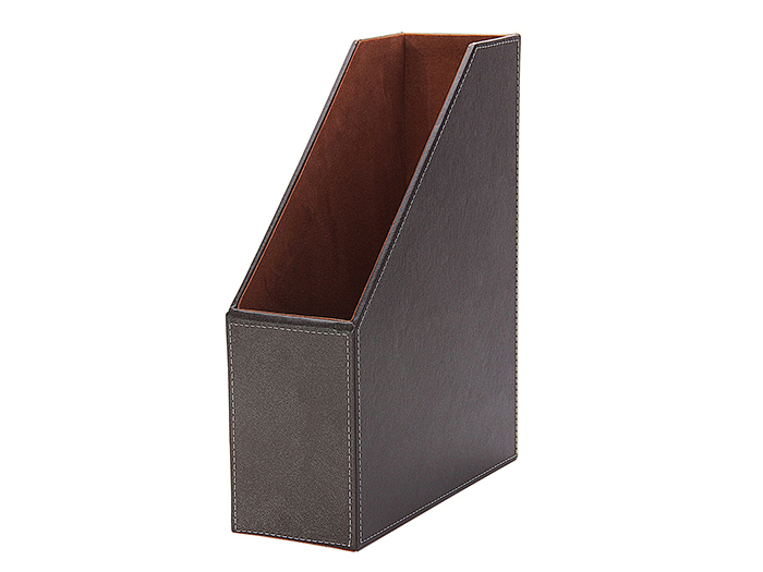 osco-brown-faux-leather-magazine-rack
