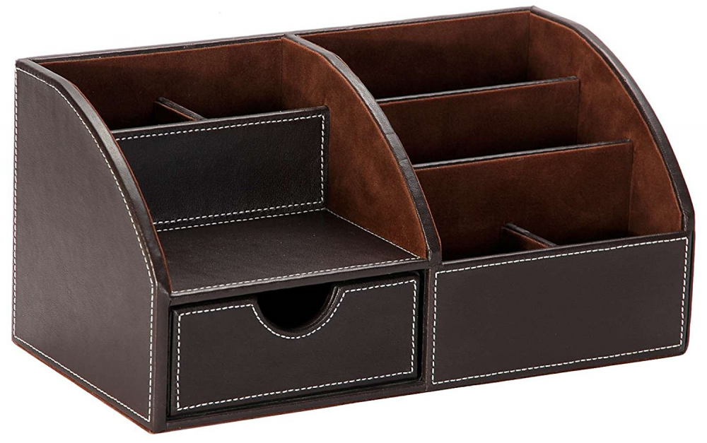 osco-brown-faux-leather-desk-organizer