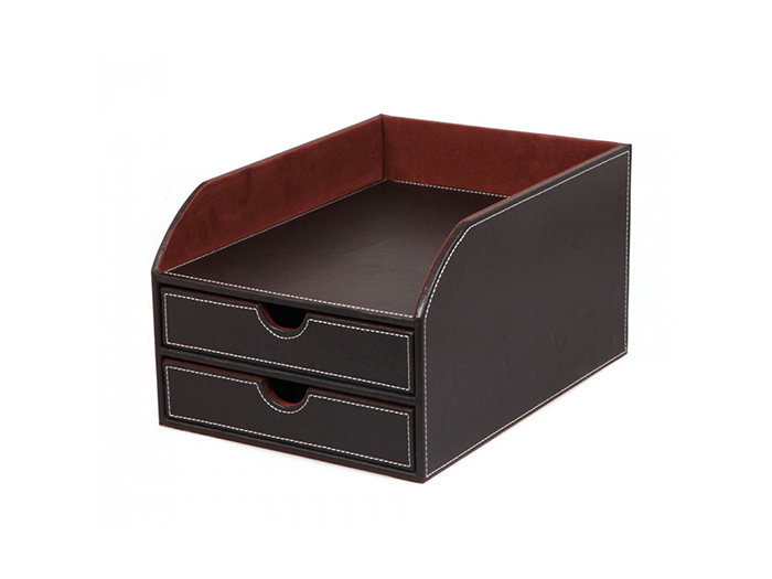 2-tier-leather-desk-drawer-brown