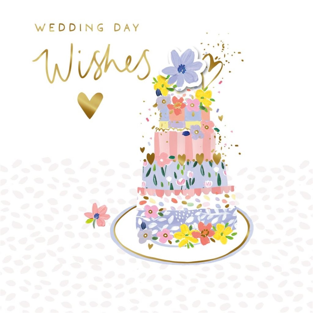 wedding-day-wishes-card-with-a-cake-floral
