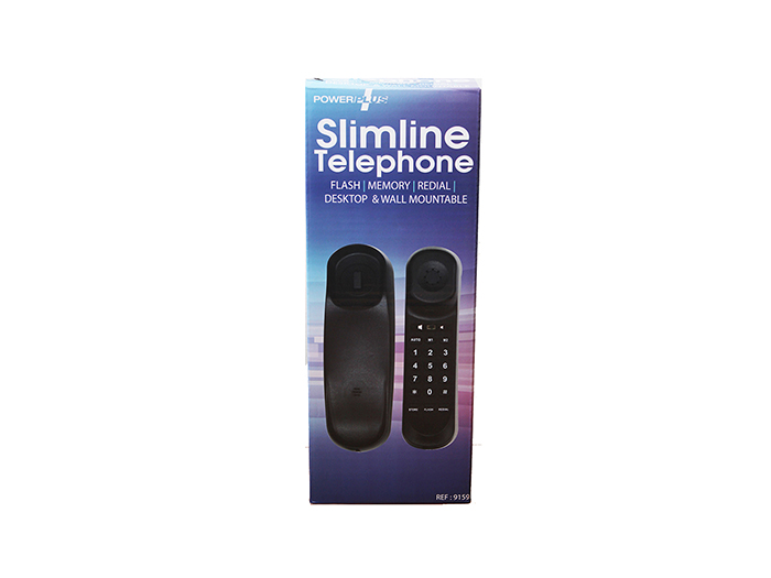 powerplus-wall-mountable-slimline-corded-telephone-black