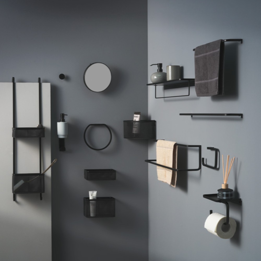 goodhome-elland-shower-basket-wall-mounted-steel-1-compartment-black-small