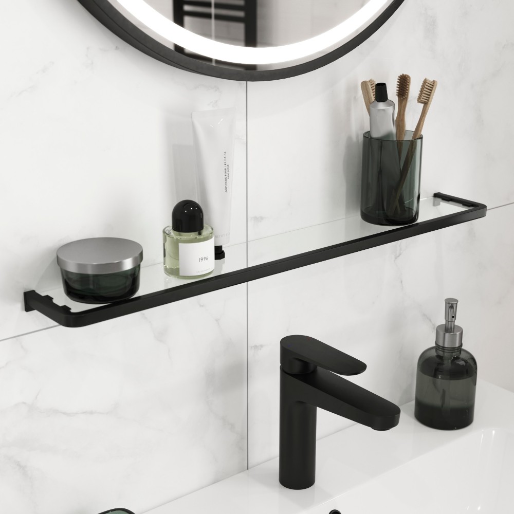 goodhome-elland-shelf-wall-mounted-glass-black