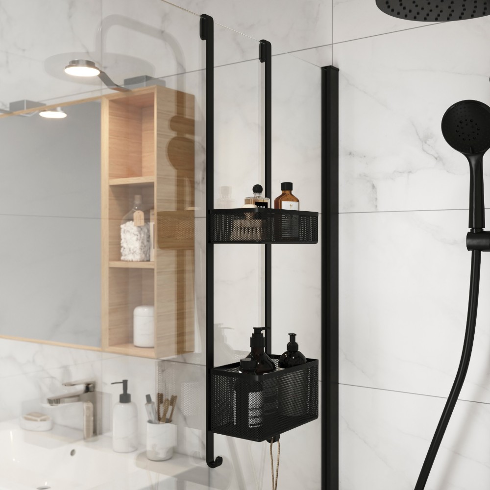 goodhome-elland-over-door-shower-caddy-2-compartments-steel-black